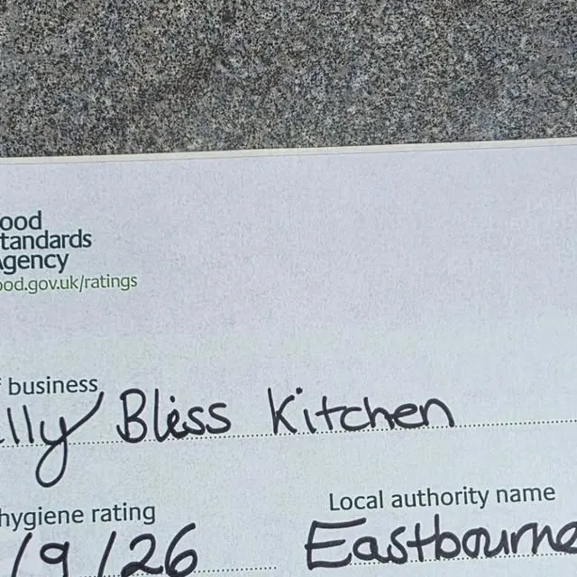 Belly Bless Kitchen’s 5-star food hygiene certificate